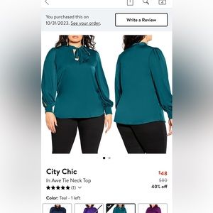NEVER WORN City Chic In Awe top in emerald color. Women’s plus size S/16.